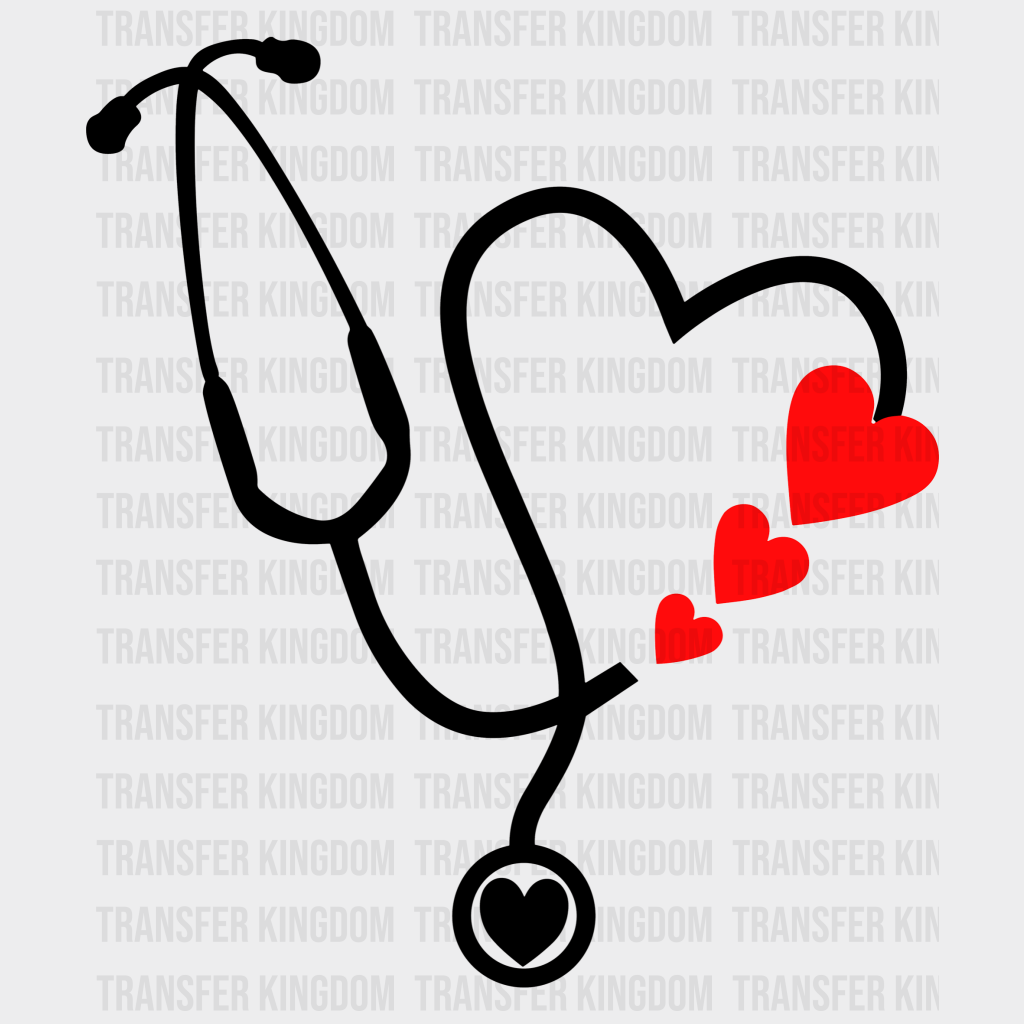 Stethoscope Heart Valentines Day Design - Dtf Heat Transfer Unisex S & M ( 10 ) / Dark Color See