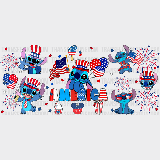 Stitch America - 4Th Of July Cup Wrap Uv Sticker Permanent Dtf Decal