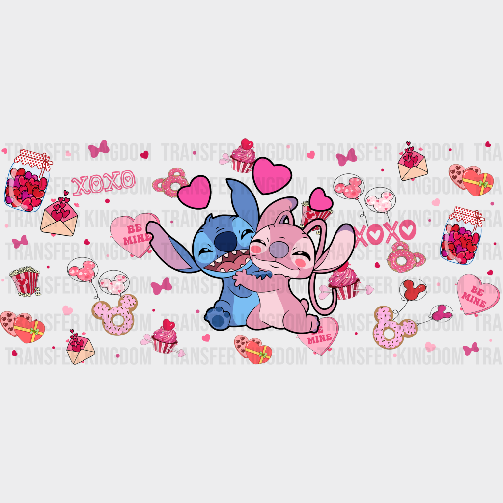 Stitch And Angel Hug - Valentine’s Day Cup Wrap Uv Sticker Permanent Dtf Decal