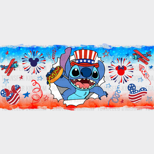 Stitch Hot Dog - 4Th Of July Cup Wrap Uv Sticker Permanent Dtf Decal