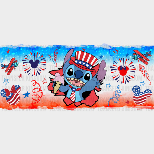 Stitch Ice Cream - 4Th Of July Cup Wrap Uv Sticker Permanent Dtf Decal