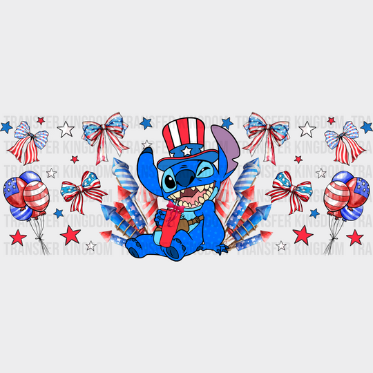 Stitch Laughing Fireworks - 4Th Of July Cup Wrap Uv Sticker Permanent Dtf Decal