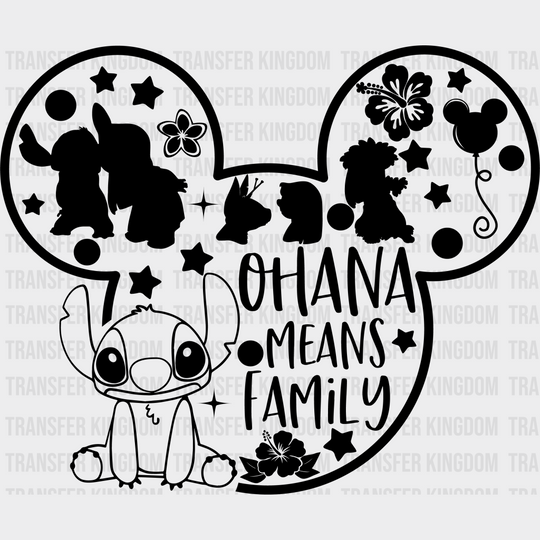 Stitch Ohana Means Family Disney Dtf Transfer Unisex - S & M (10’) / Dark Color Design See Imaging