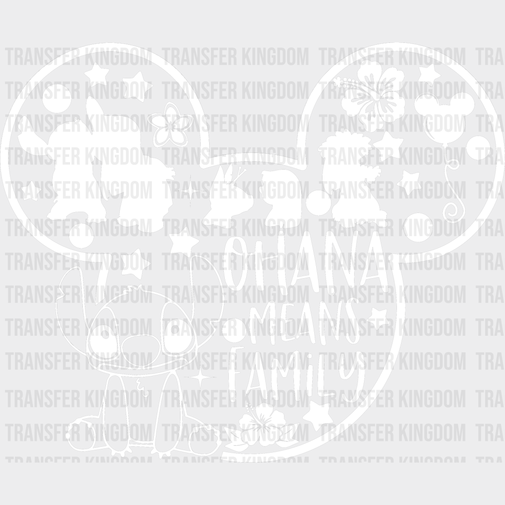 Stitch Ohana Means Family Disney Dtf Transfer Unisex - S & M (10’) / Light Color Design See Imaging