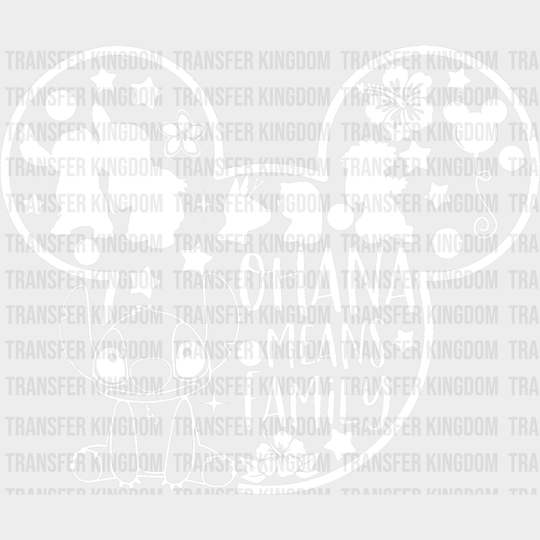 Stitch Ohana Means Family Disney Dtf Transfer Unisex - S & M (10’) / Light Color Design See Imaging