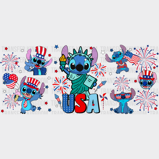 Stitch Statue Of Liberty - 4Th July Cup Wrap Uv Sticker Permanent Dtf Decal