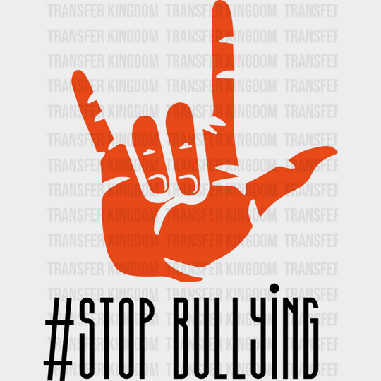 Stop Bullying Hand Design - Anti Dtf Heat Transfer Unisex S & M (10’’) / Dark Color See Imaging