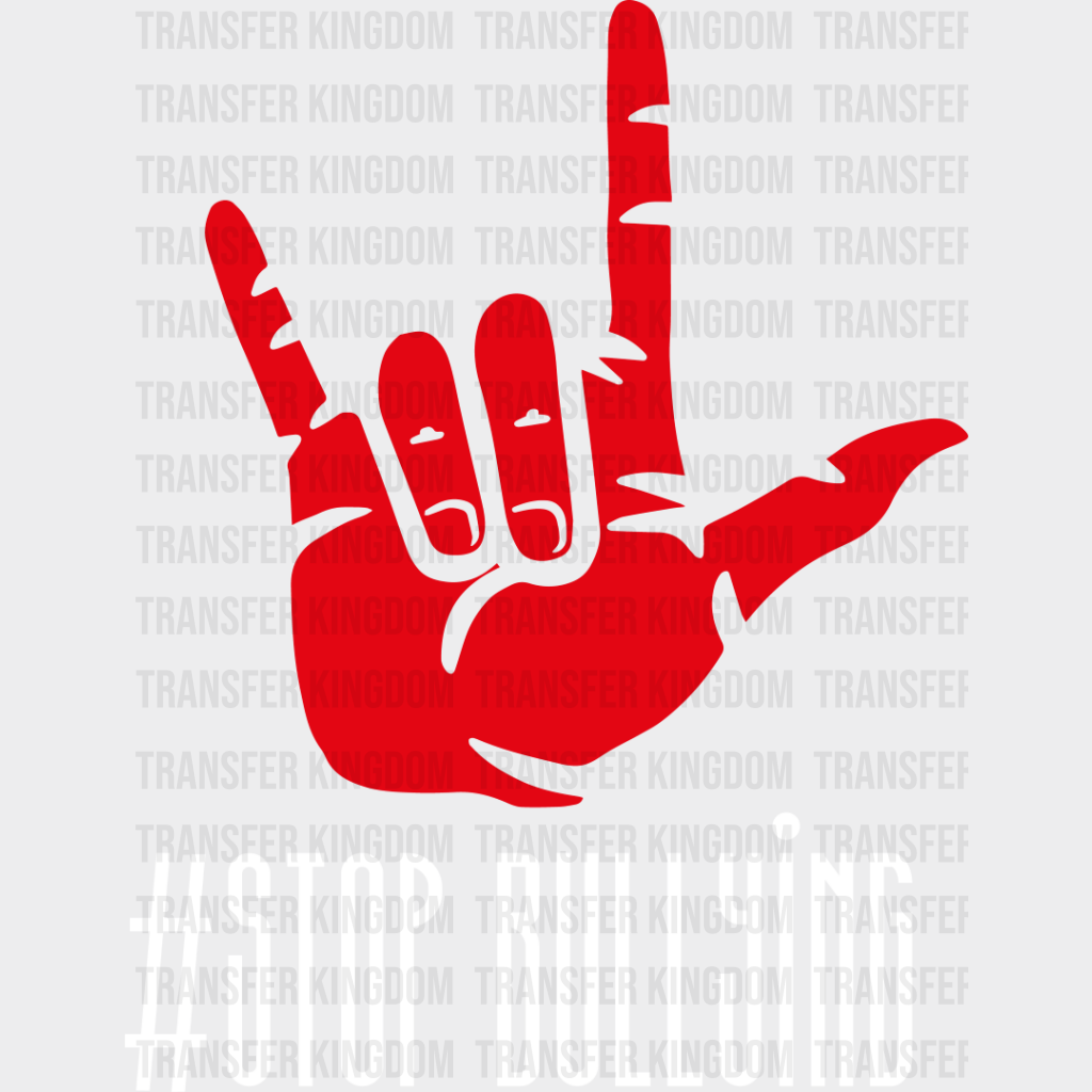 Stop Bullying Hand Design - Anti Dtf Heat Transfer Unisex S & M (10’’) / Light Color See Imaging