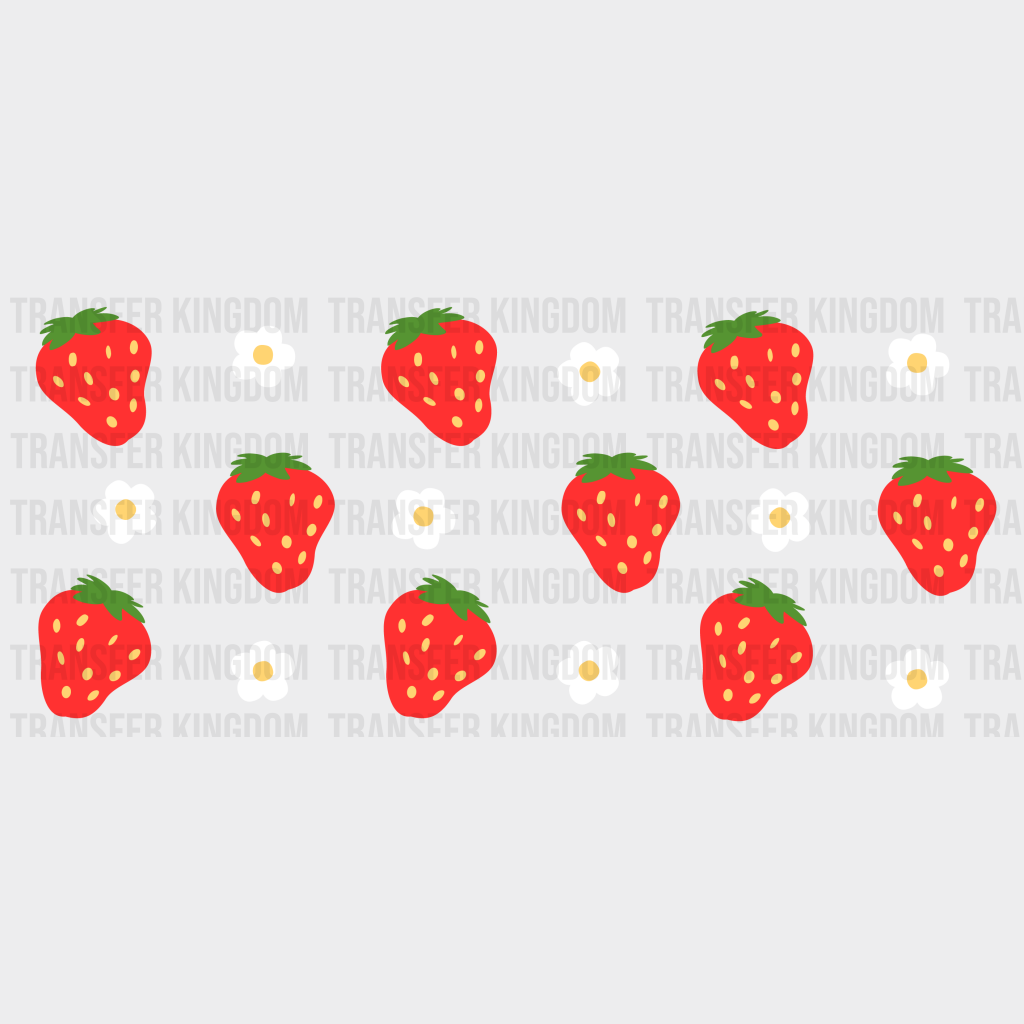 Strawberries And Flowers Uv Dtf Transfer Cup Wrap Sticker