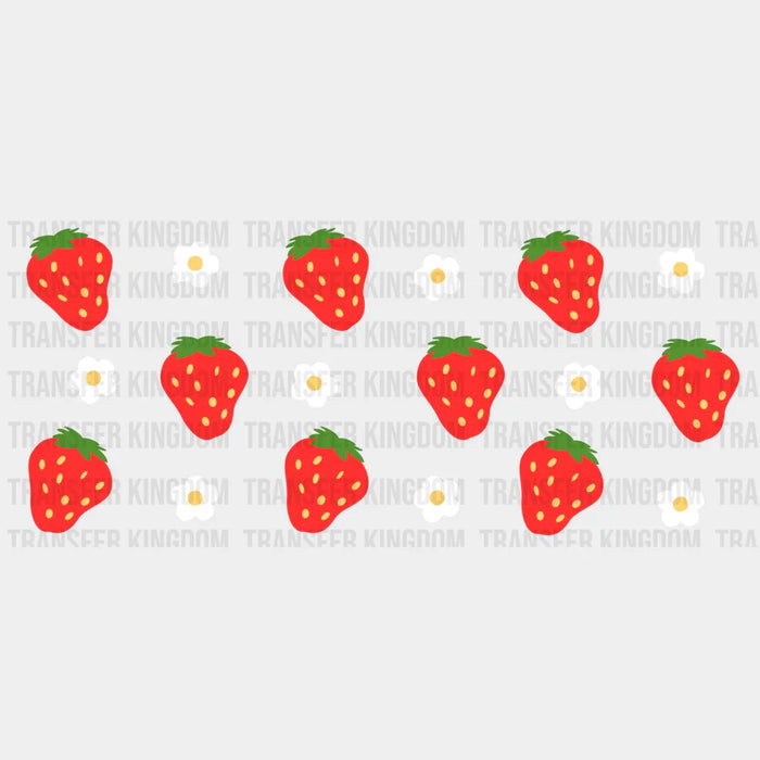 Strawberries And Flowers UV DTF Transfer Cup Wrap UV DTF Sticker