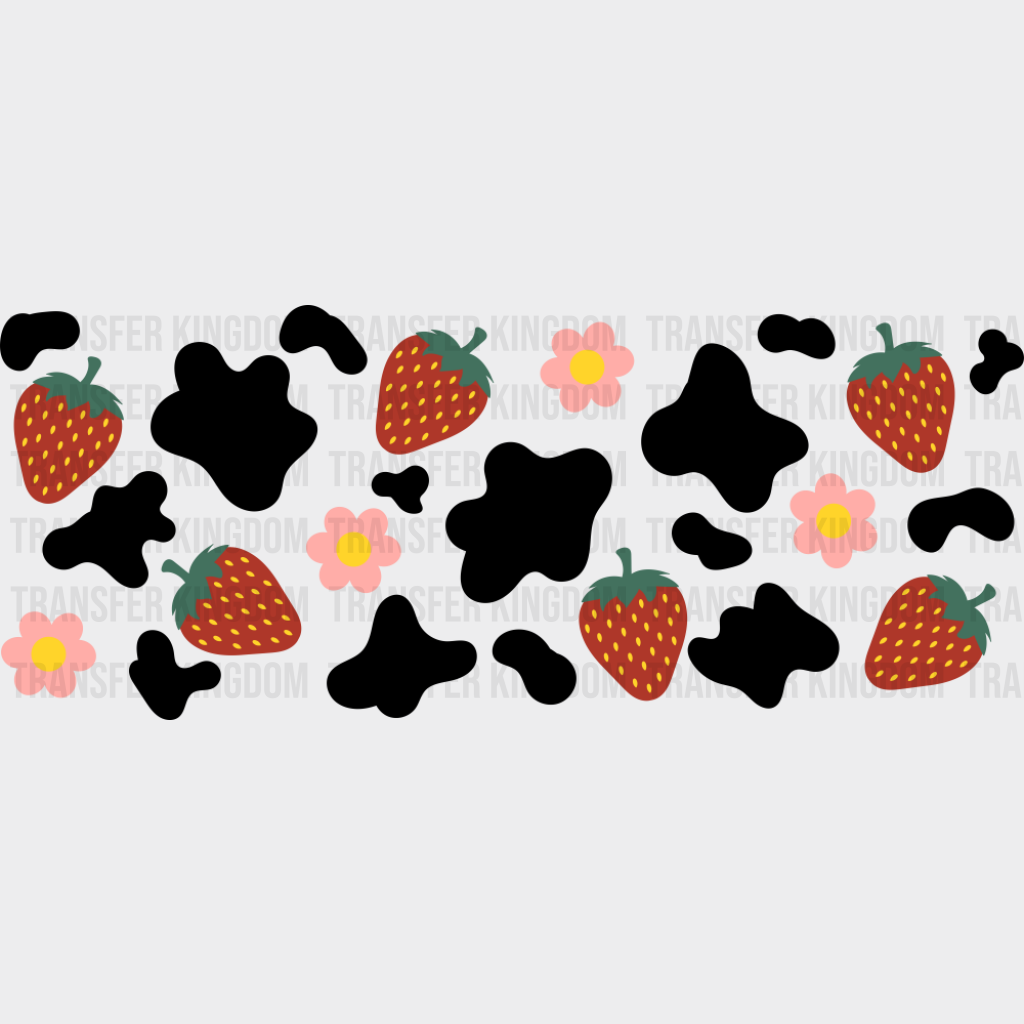 Strawberries & Flowers - General Cup Wrap UV Sticker Permanent UV DTF Decal UVDTF
