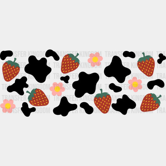 Strawberries & Flowers - General Cup Wrap UV Sticker Permanent UV DTF Decal