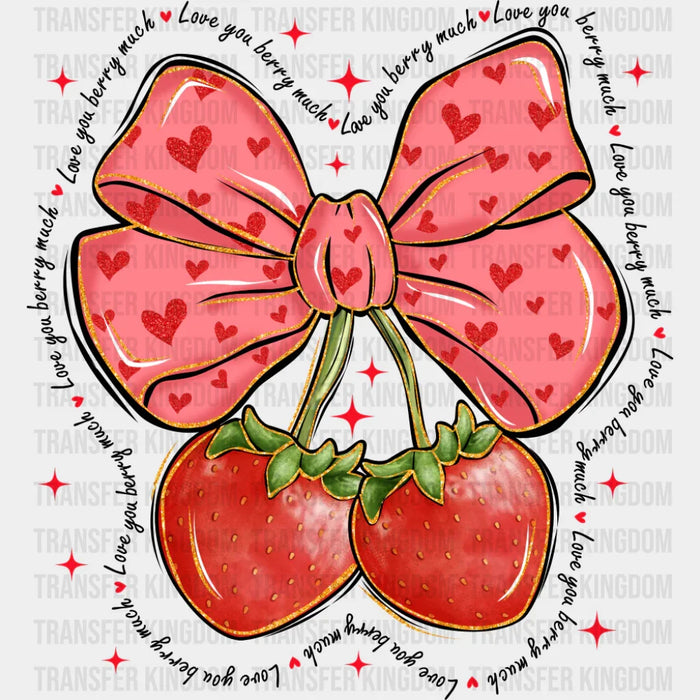 Strawberries Ribbon Design - Valentine's Day DTF Transfer