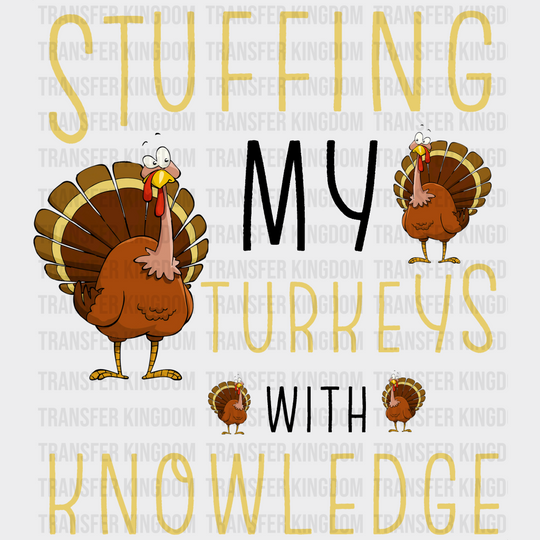 Stuffing My Turkeys With Knowledge - Thanksgiving Dtf Transfer Unisex S & M (10’’) / Dark Color