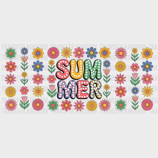 Summer Colorful Flowers - Summer Cup Wrap UV Sticker Permanent UV DTF Decal UVDTF