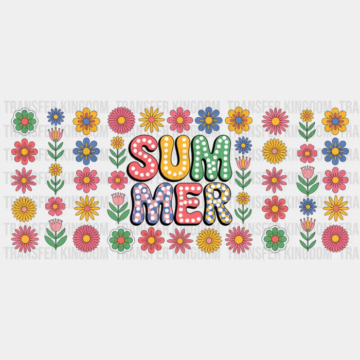Summer Colorful Flowers - Summer Cup Wrap UV Sticker Permanent UV DTF Decal