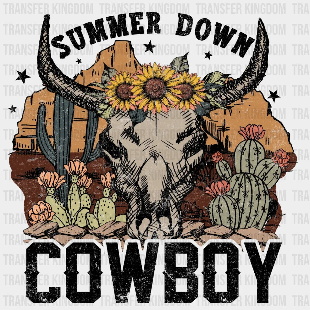 Summer Down Cowboy Design - Dtf Heat Transfer