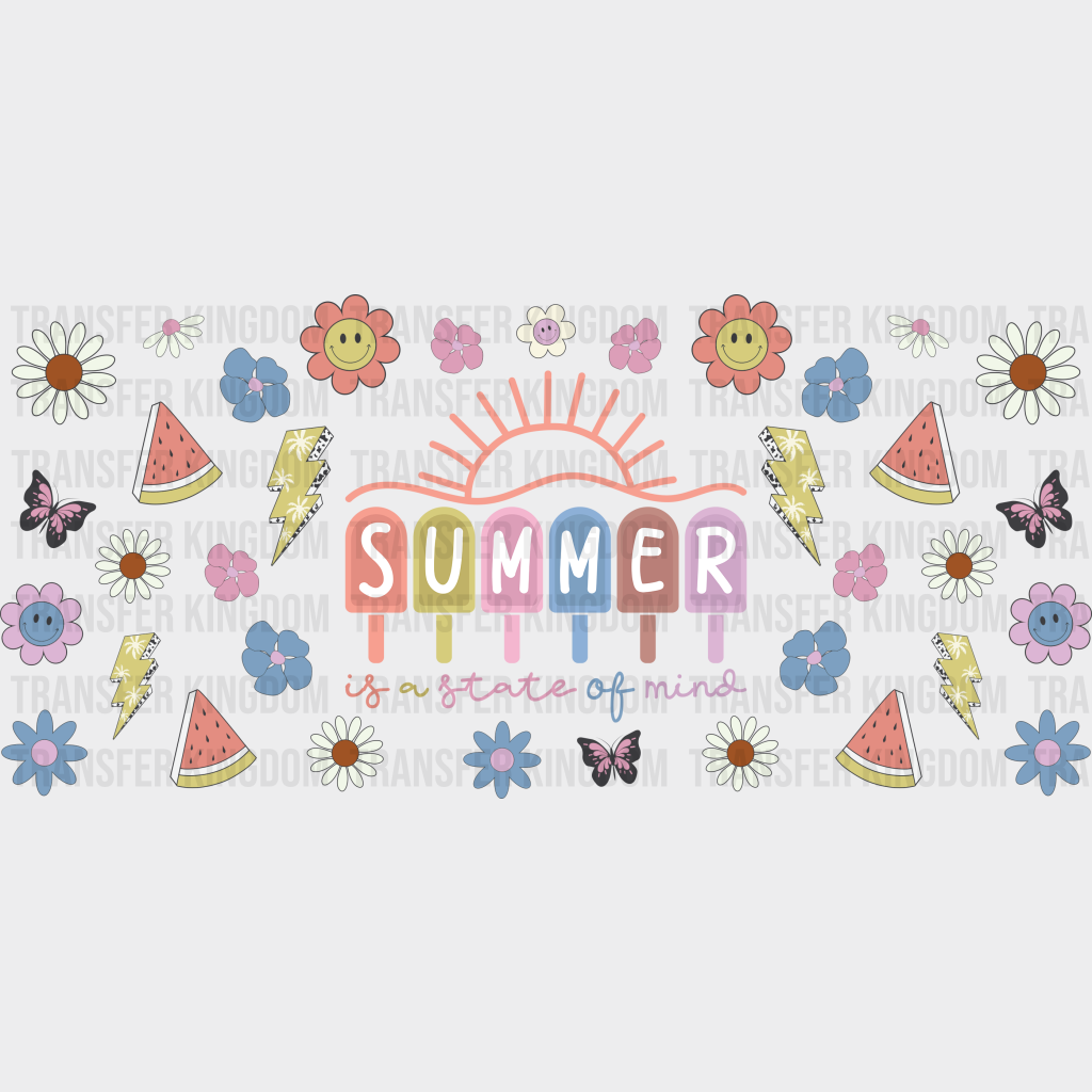 Summer Is A State Of Mind - Cup Wrap Uv Sticker Permanent Dtf Decal