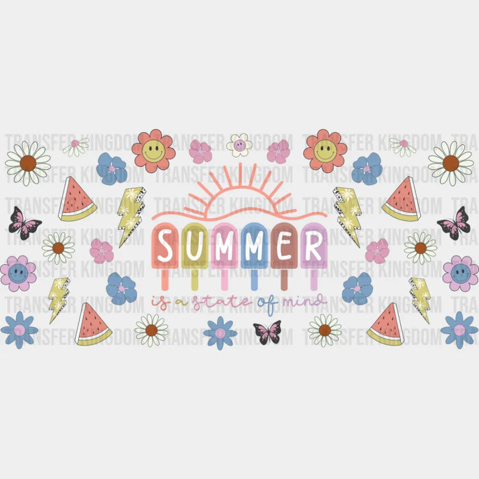 Summer Is A State Of Mind Popsicles - Summer Cup Wrap UV Sticker Permanent UV DTF Decal