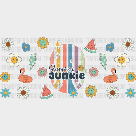 Summer Junkie Flowers - Summer Cup Wrap UV Sticker Permanent UV DTF Decal UVDTF