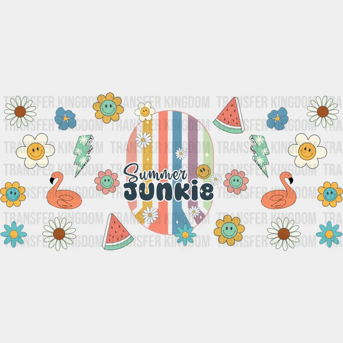 Summer Junkie Flowers - Summer Cup Wrap UV Sticker Permanent UV DTF Decal
