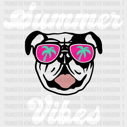 Summer Vibes Bulldog Dtf Transfer Unisex - S & M (10’) / Light Color Design See Imaging