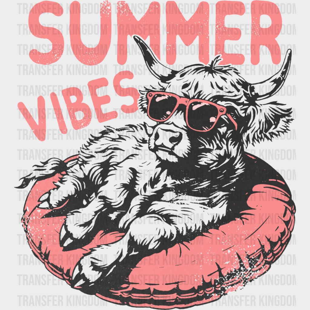 Summer Vibes Cattle Pink Design - Summer DTF Transfer
