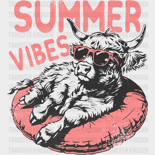 Summer Vibes Cattle Pink Design - Summer DTF Transfer