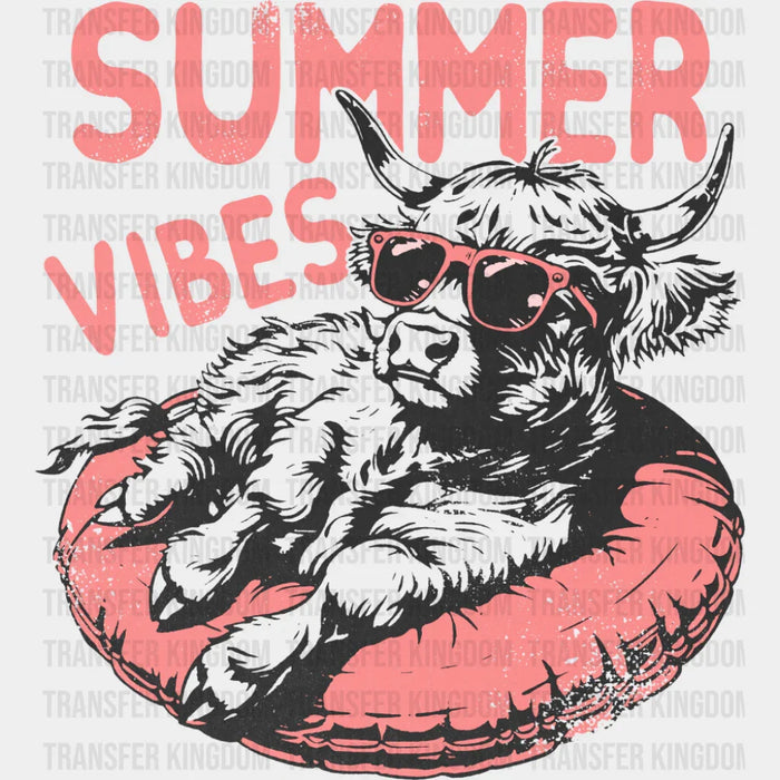 Summer Vibes Cattle Pink Design - Summer DTF Transfer