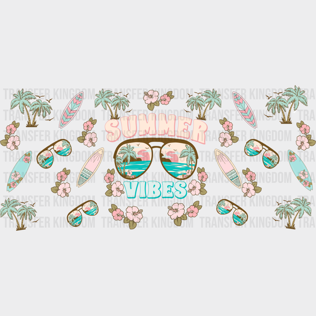 Summer Vibes Glasses - Cup Wrap Uv Sticker Permanent Dtf Decal