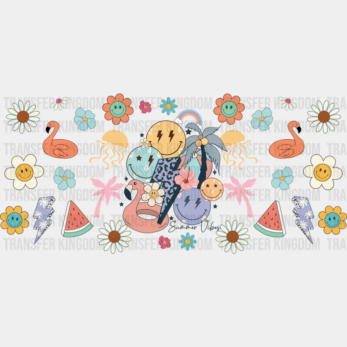 Summer Vibes Lightning Bolt - Summer Cup Wrap UV Sticker Permanent UV DTF Decal