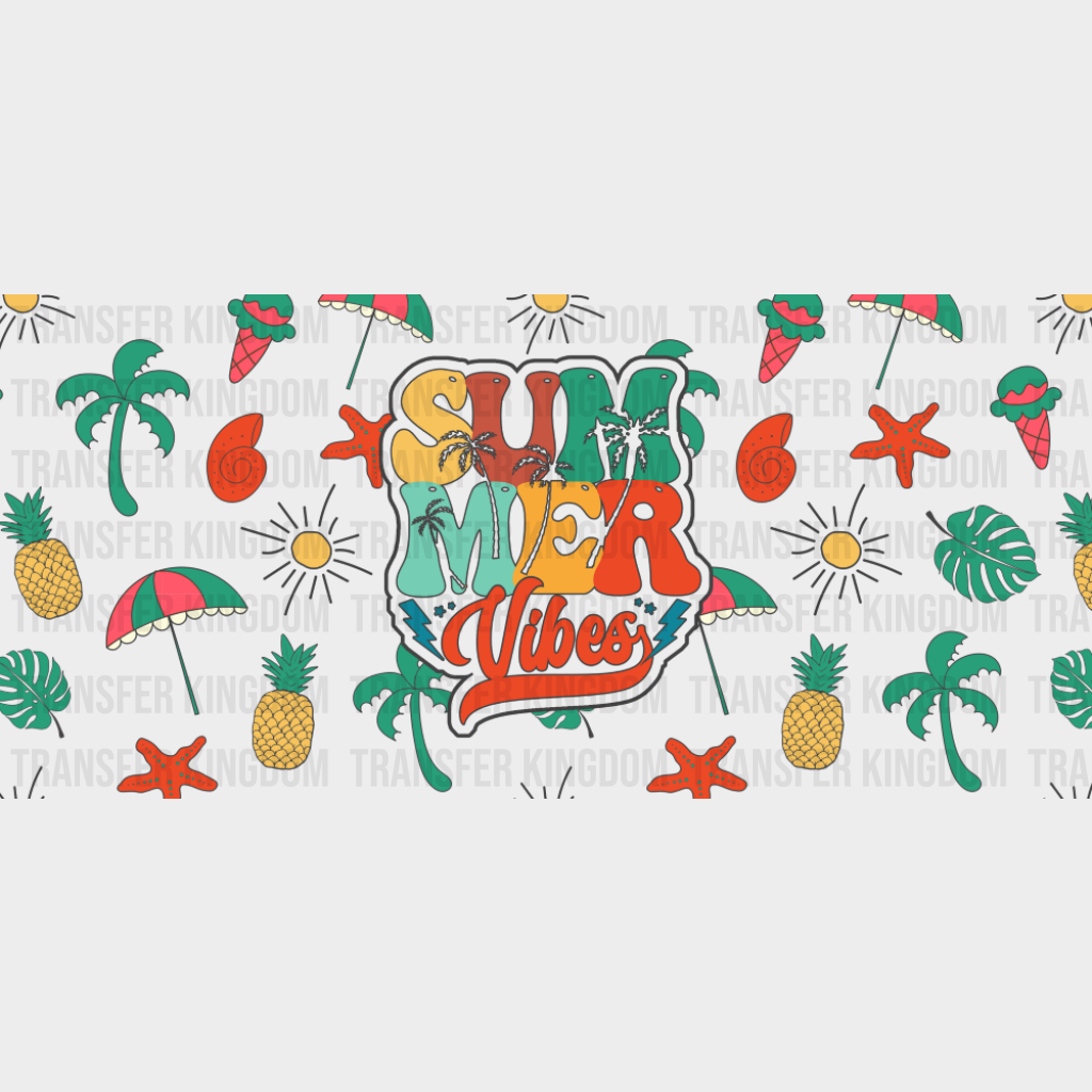Summer Vibes Red Starfish - Summer Cup Wrap UV Sticker Permanent UV DTF Decal UVDTF