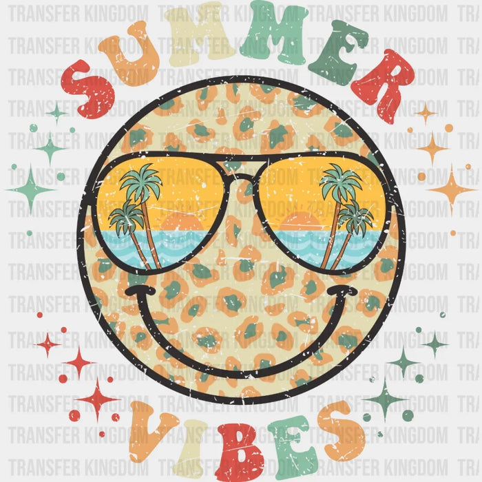Summer Vibes Smiley Face Palm Sunglasses - Vacation Design - DTF heat transfer