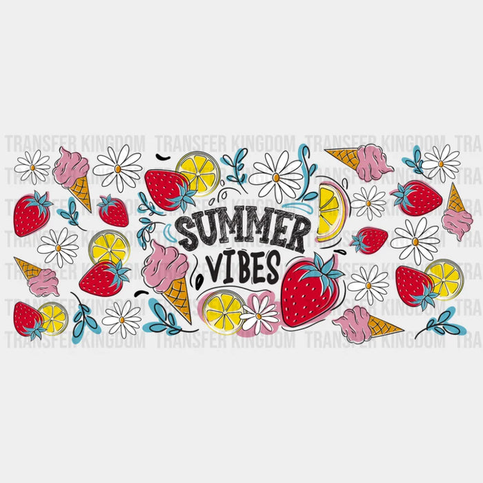 Summer Vibes Strawberry & Lemon - Summer Cup Wrap UV Sticker Permanent UV DTF Decal