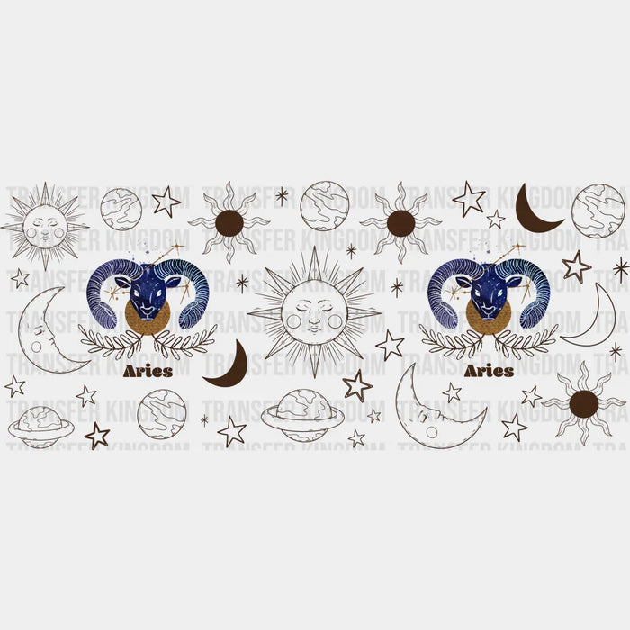 Sun And Moon Aries Sign - Zodiac Cup Wrap UV Sticker Permanent UV DTF Decal