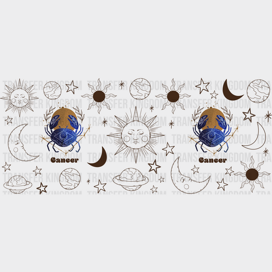 Sun And Moon Cancer Sign - Zodiac Cup Wrap Uv Sticker Permanent Dtf Decal