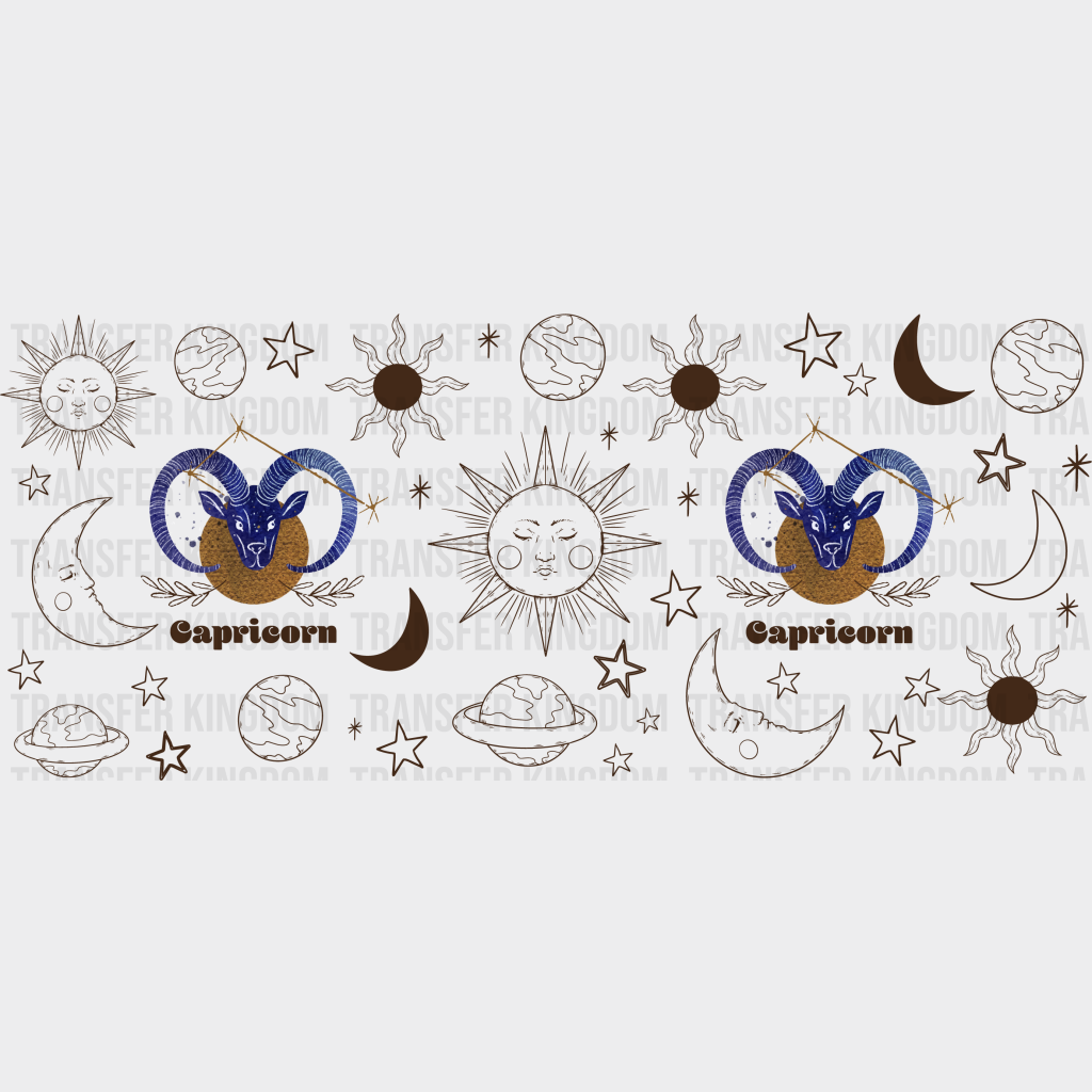 Sun And Moon Capricorn Sign - Zodiac Cup Wrap Uv Sticker Permanent Dtf Decal