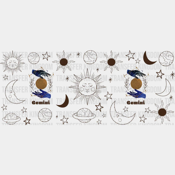 Sun And Moon Gemini Sign - Zodiac Cup Wrap UV Sticker Permanent UV DTF Decal