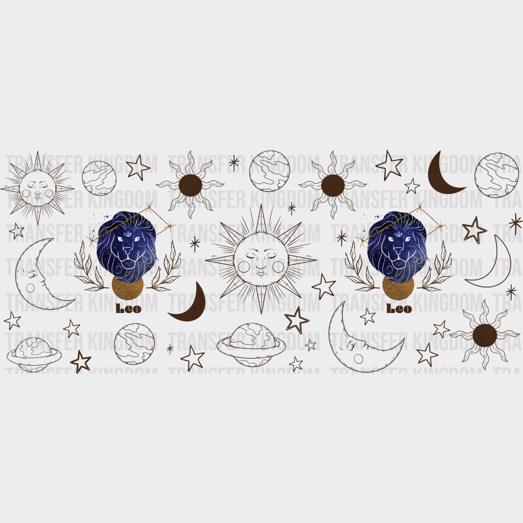 Sun And Moon Leo Sign - Zodiac Cup Wrap Uv Sticker Permanent Dtf Decal