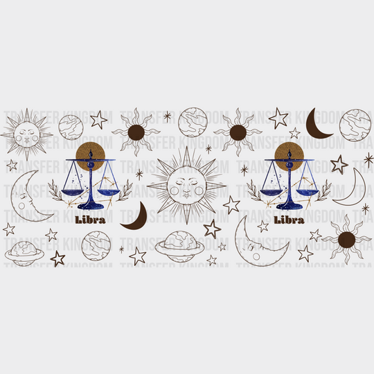 Sun And Moon Libra Sign - Zodiac Cup Wrap Uv Sticker Permanent Dtf Decal