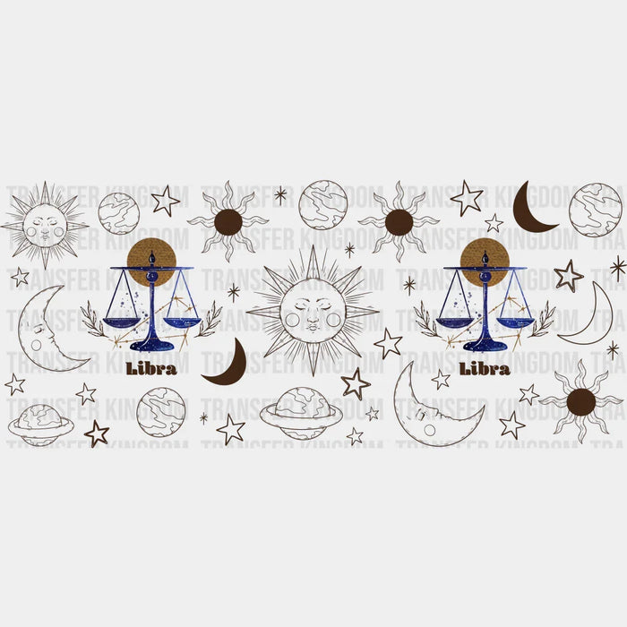 Sun And Moon Libra Sign - Zodiac Cup Wrap UV Sticker Permanent UV DTF Decal