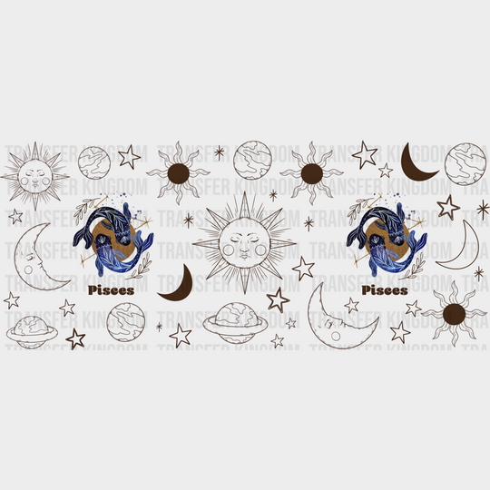 Sun And Moon Pisces Sign - Zodiac Cup Wrap Uv Sticker Permanent Dtf Decal