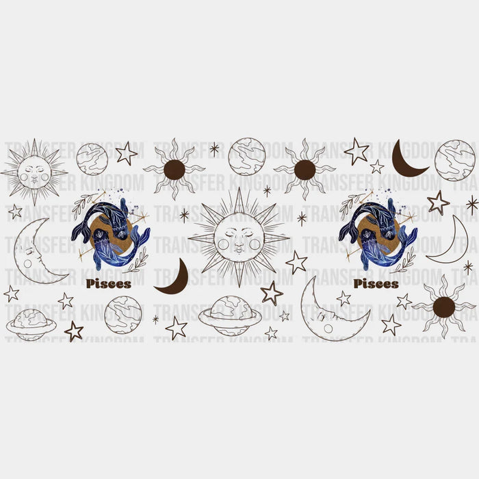 Sun And Moon Pisces Sign - Zodiac Cup Wrap UV Sticker Permanent UV DTF Decal