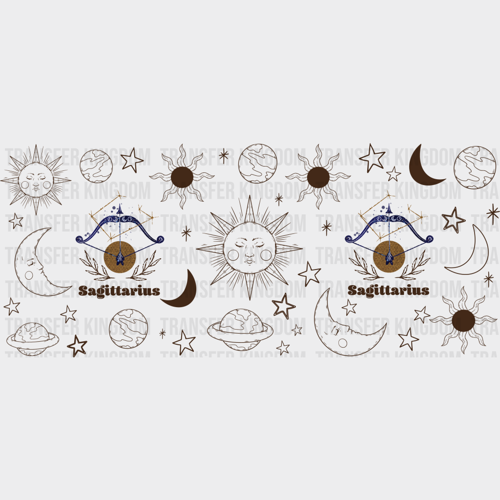 Sun And Moon Sagittarius Sign - Zodiac Cup Wrap Uv Sticker Permanent Dtf Decal