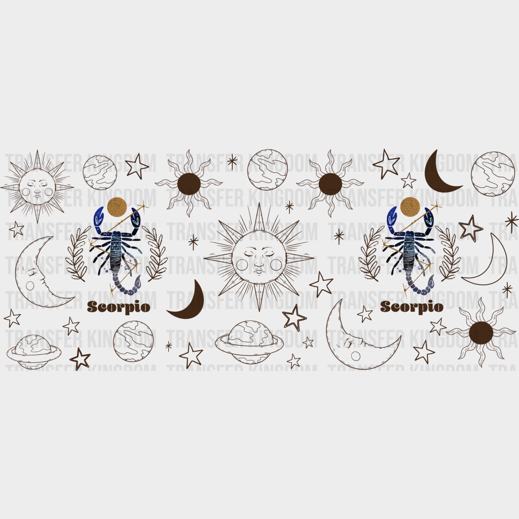 Sun And Moon Scorpio Sign - Zodiac Cup Wrap Uv Sticker Permanent Dtf Decal