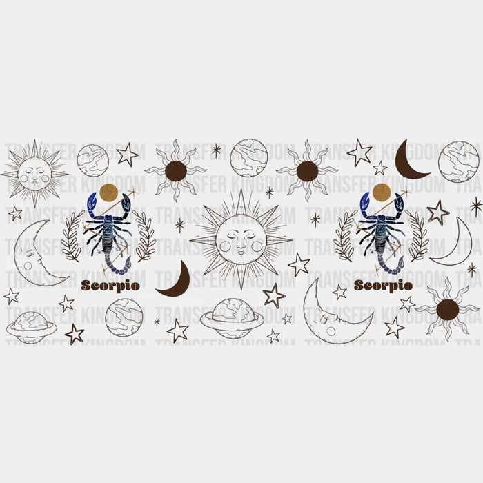 Sun And Moon Scorpio Sign - Zodiac Cup Wrap UV Sticker Permanent UV DTF Decal