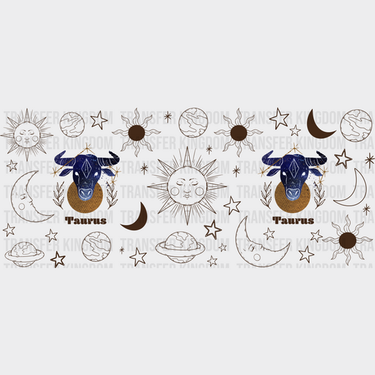 Sun And Moon Taurus Sign - Zodiac Cup Wrap Uv Sticker Permanent Dtf Decal