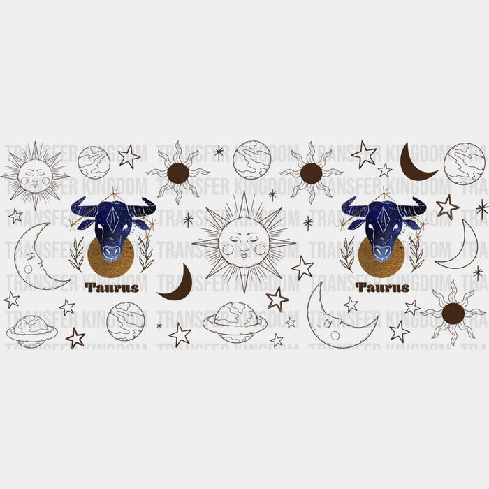 Sun And Moon Taurus Sign - Zodiac Cup Wrap UV Sticker Permanent UV DTF Decal