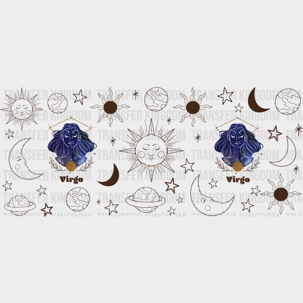 Sun And Moon Virgo Sign - Zodiac Cup Wrap Uv Sticker Permanent Dtf Decal