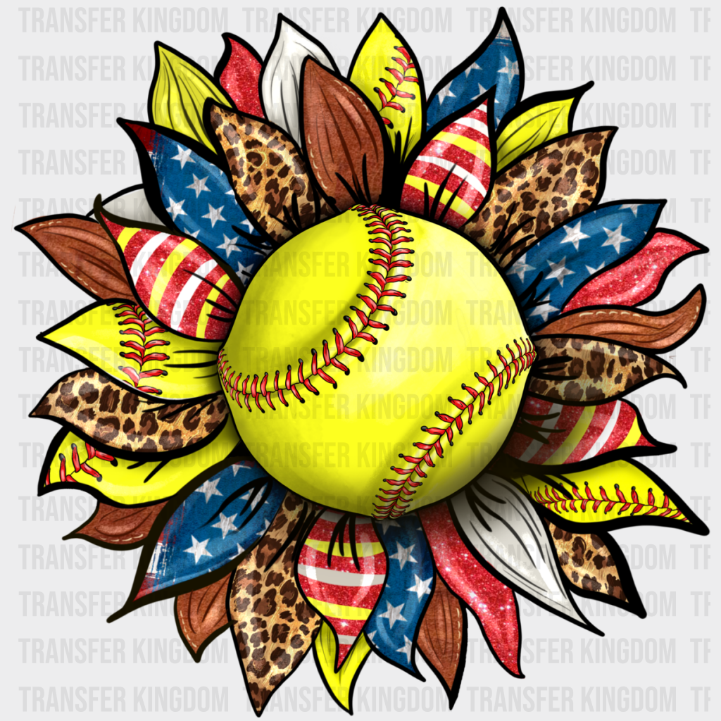 Sunflower Design - Softball Dtf Heat Transfer